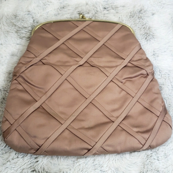 JR Creamy Satin Fold Over Purse Crossed Ribbons & Small Wallet Made in The USA. - Picture 7 of 16